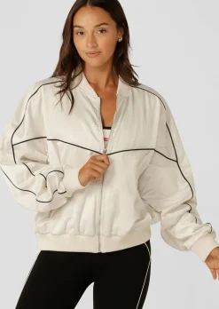 Lorna Jane Pipe Dream Satin Bomber Cream