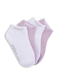 Lorna Jane 2PK Iconic Socks PaleOrchidLilac&White New