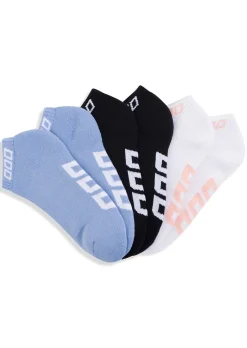 Lorna Jane 3PK Iconic Socks Black&LtMoontide&White Sale
