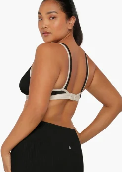 Lorna Jane Relaxation Crimped Swim Bra Black New