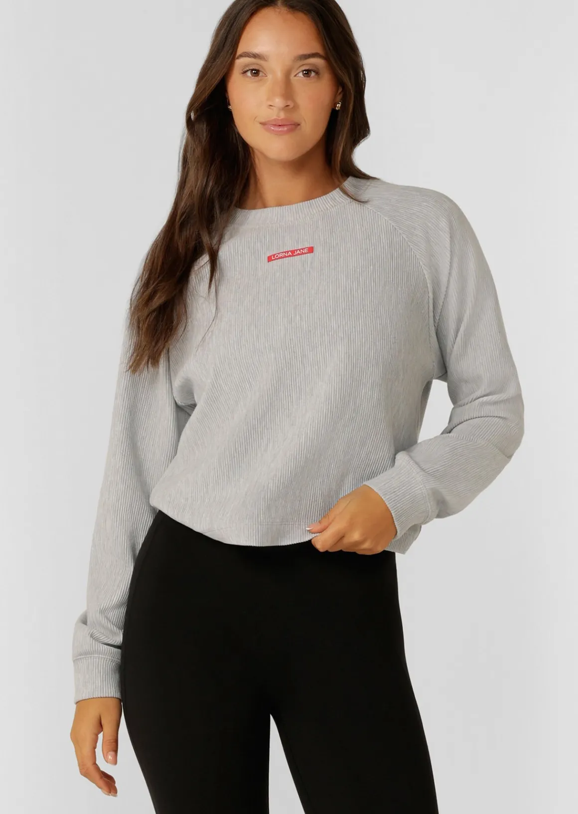 Lorna Jane Retreat Rib Long Sleeve Top GreyMarl New
