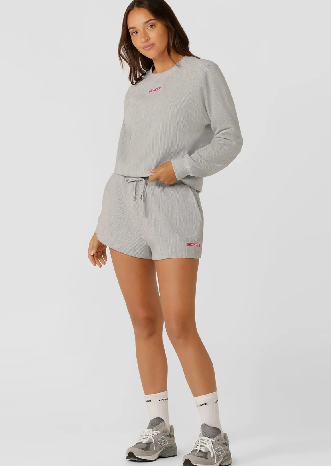 Lorna Jane Retreat Rib Long Sleeve Top GreyMarl New