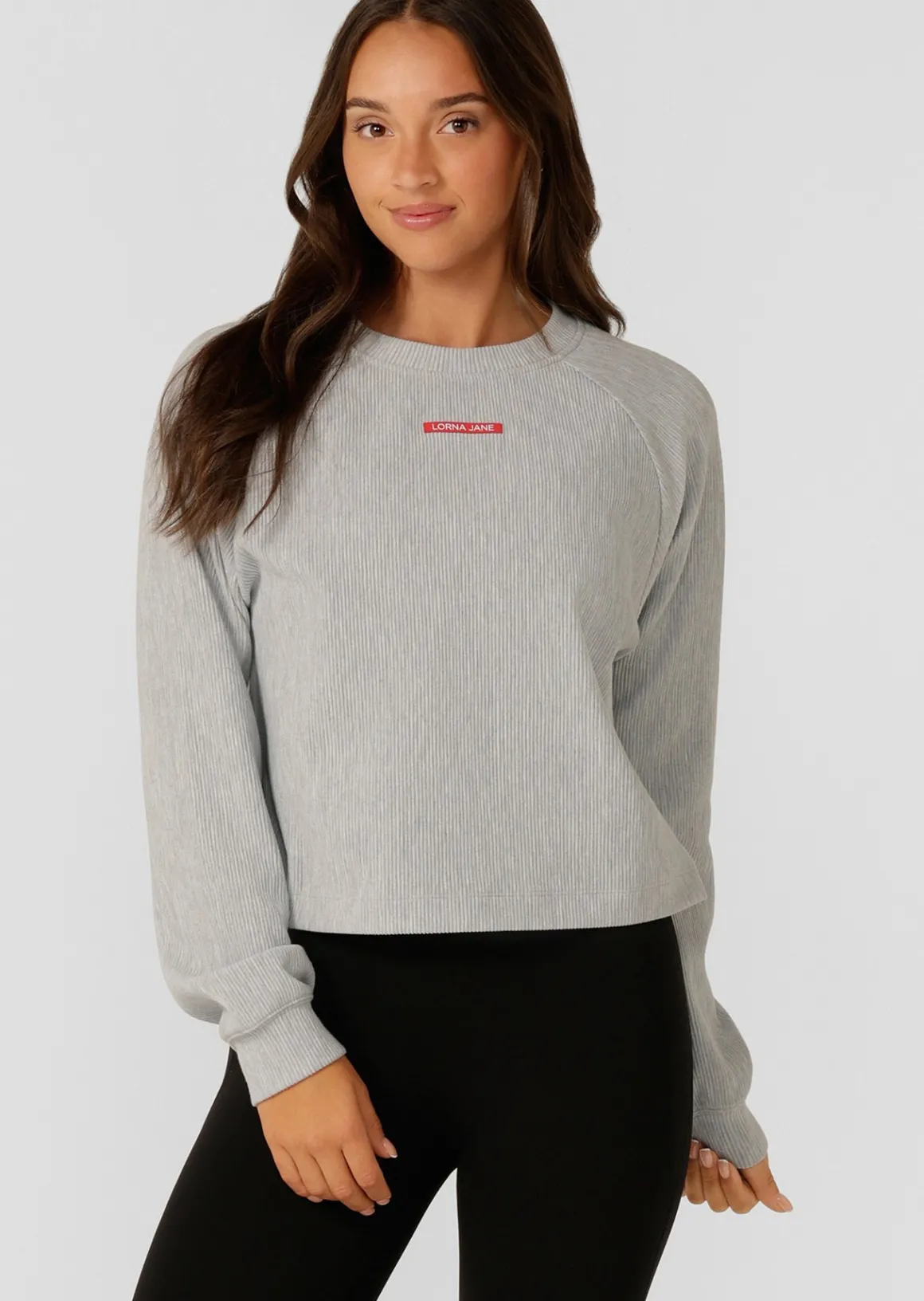 Lorna Jane Retreat Rib Long Sleeve Top GreyMarl New