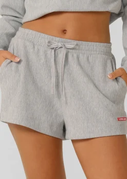 Lorna Jane Retreat Rib Lounge Shorts GreyMarl