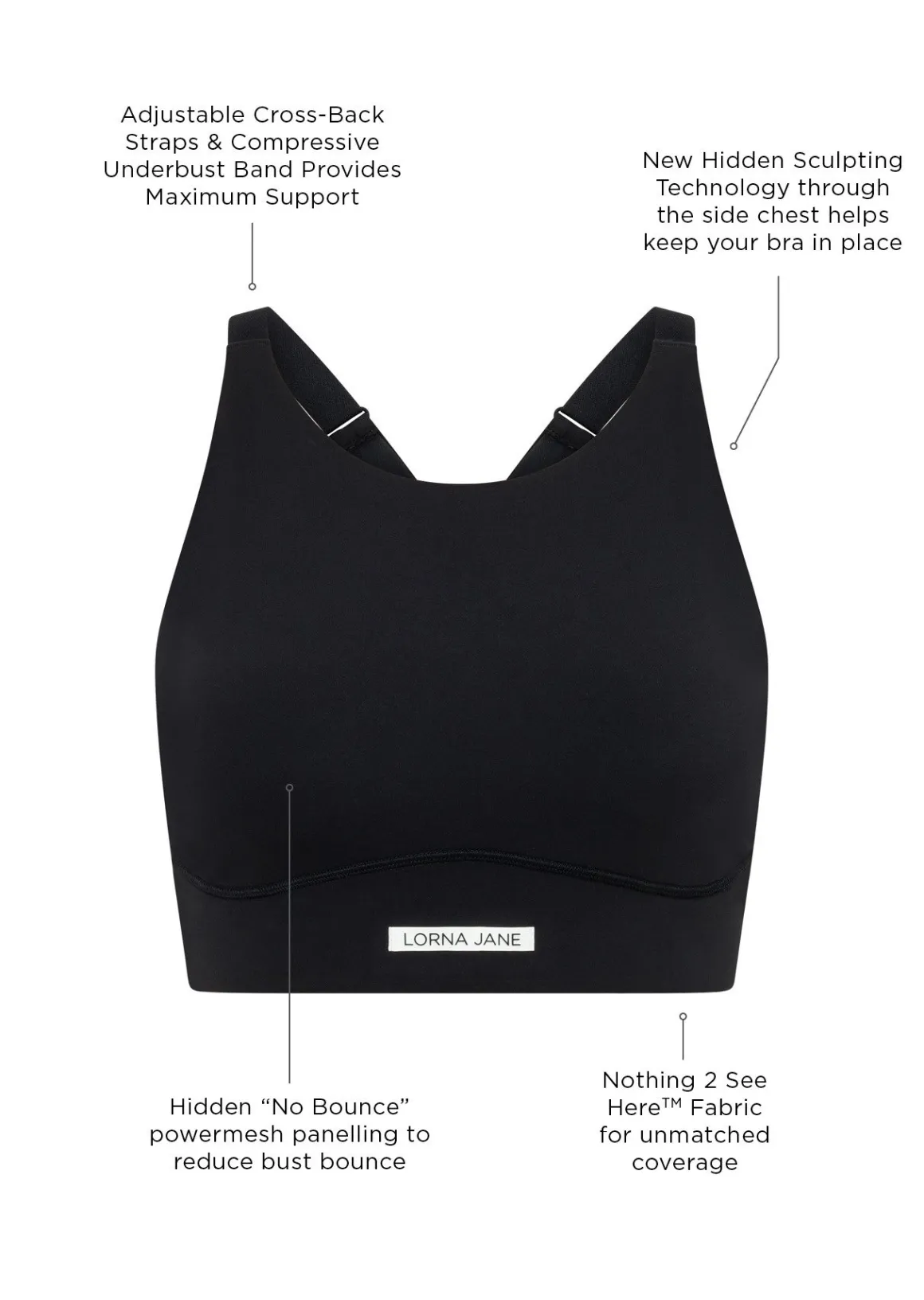 Lorna Jane Sculpt and Support Sports Bra Black