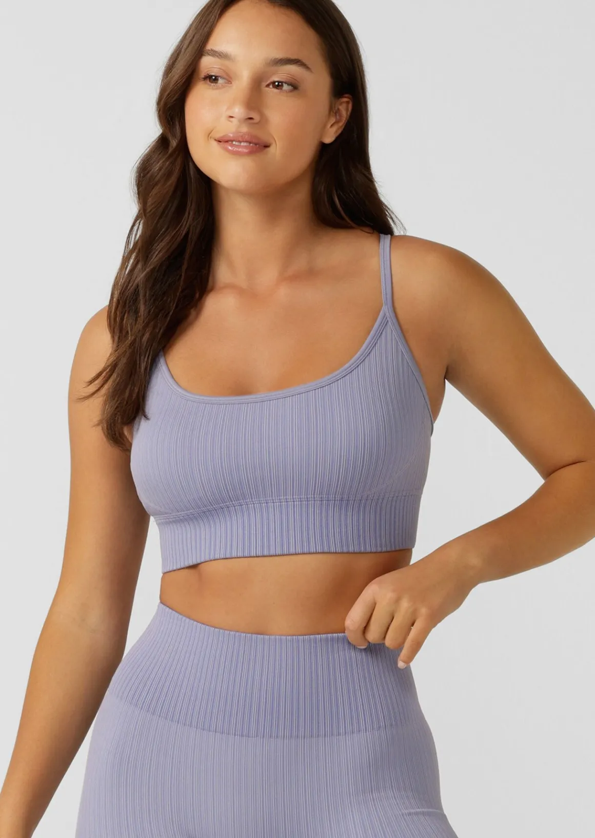 Lorna Jane Seamless Swim Longline Sports Bra Lavender