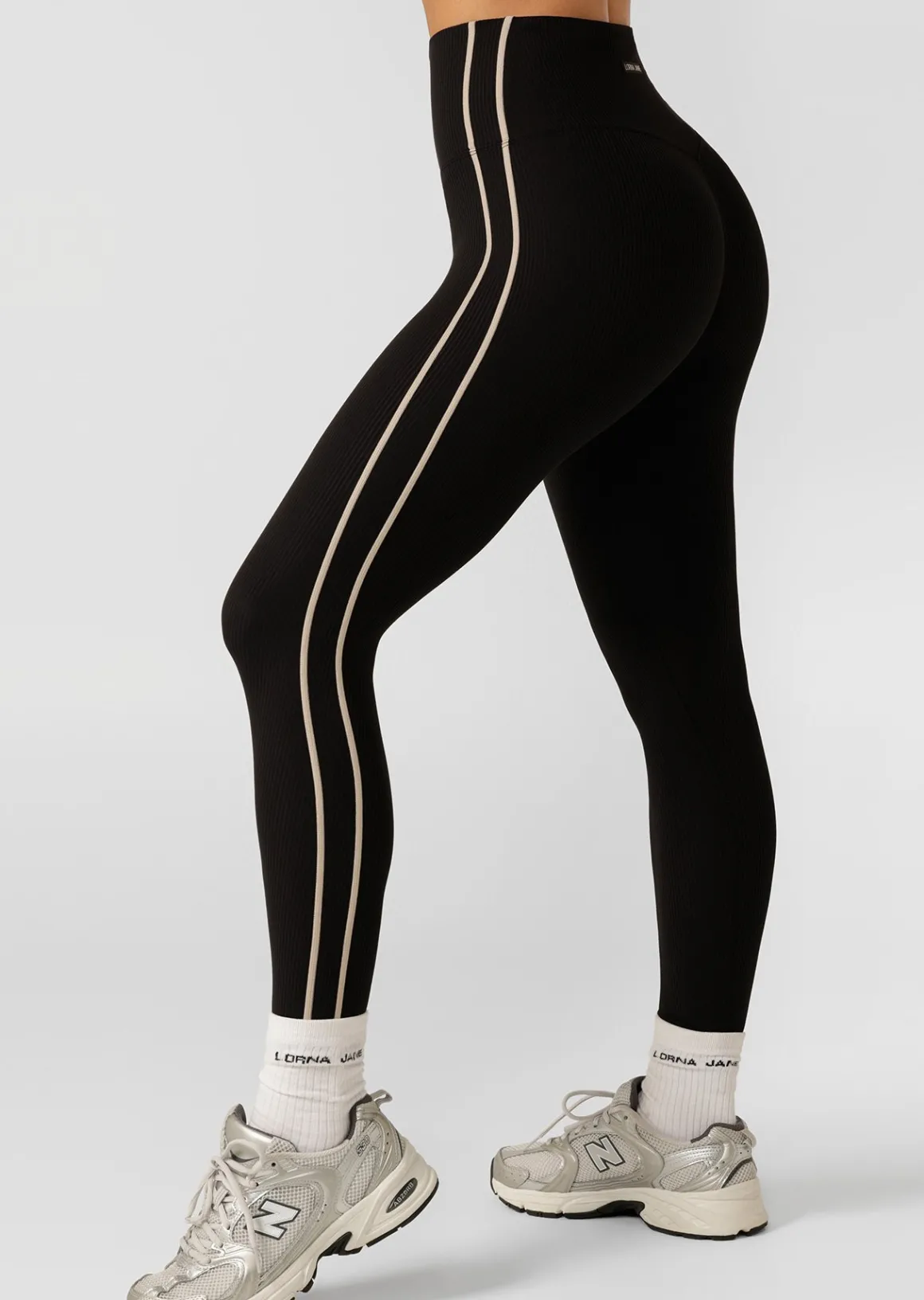 Lorna Jane Second Nature Luxe Rib Ankle Biter Leggings Black Hot