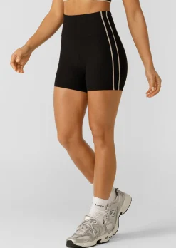 Lorna Jane Second Nature Luxe Rib 12cm Bike Shorts Black New