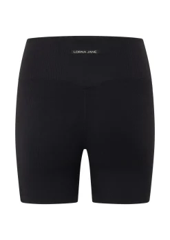 Lorna Jane Second Nature Luxe Rib 12cm Bike Shorts Black New
