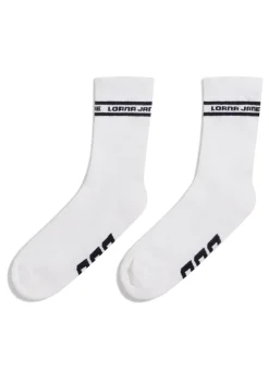 Lorna Jane Sporty Crew Sock White/MidnightBlue New