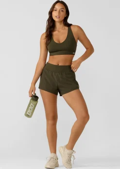 Lorna Jane Stretch & Stride Pocket Run Short LuxuryGreen New