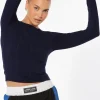Lorna Jane Striking Active Rib Long Sleeve Top FrenchNavy