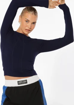 Lorna Jane Striking Active Rib Long Sleeve Top FrenchNavy