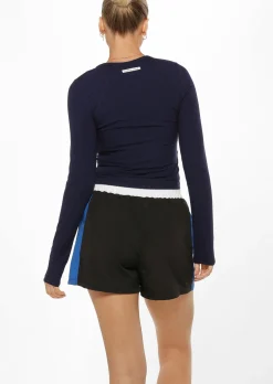 Lorna Jane Striking Active Rib Long Sleeve Top FrenchNavy