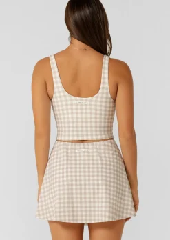 Lorna Jane Sweet Gingham Bra Tank Combo LatteRanchGinghamPrint