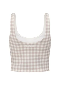 Lorna Jane Sweet Gingham Bra Tank Combo LatteRanchGinghamPrint