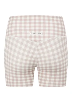 Lorna Jane Sweet Gingham 14cm Bike Shorts LatteRanchGinghamPrint