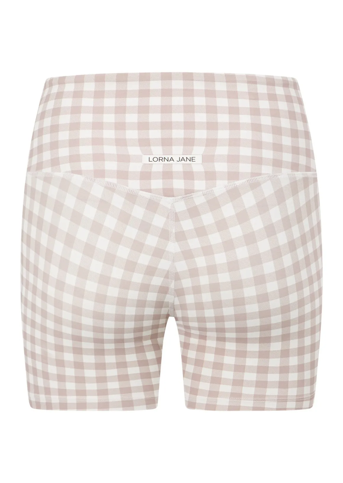 Lorna Jane Sweet Gingham 14cm Bike Shorts LatteRanchGinghamPrint