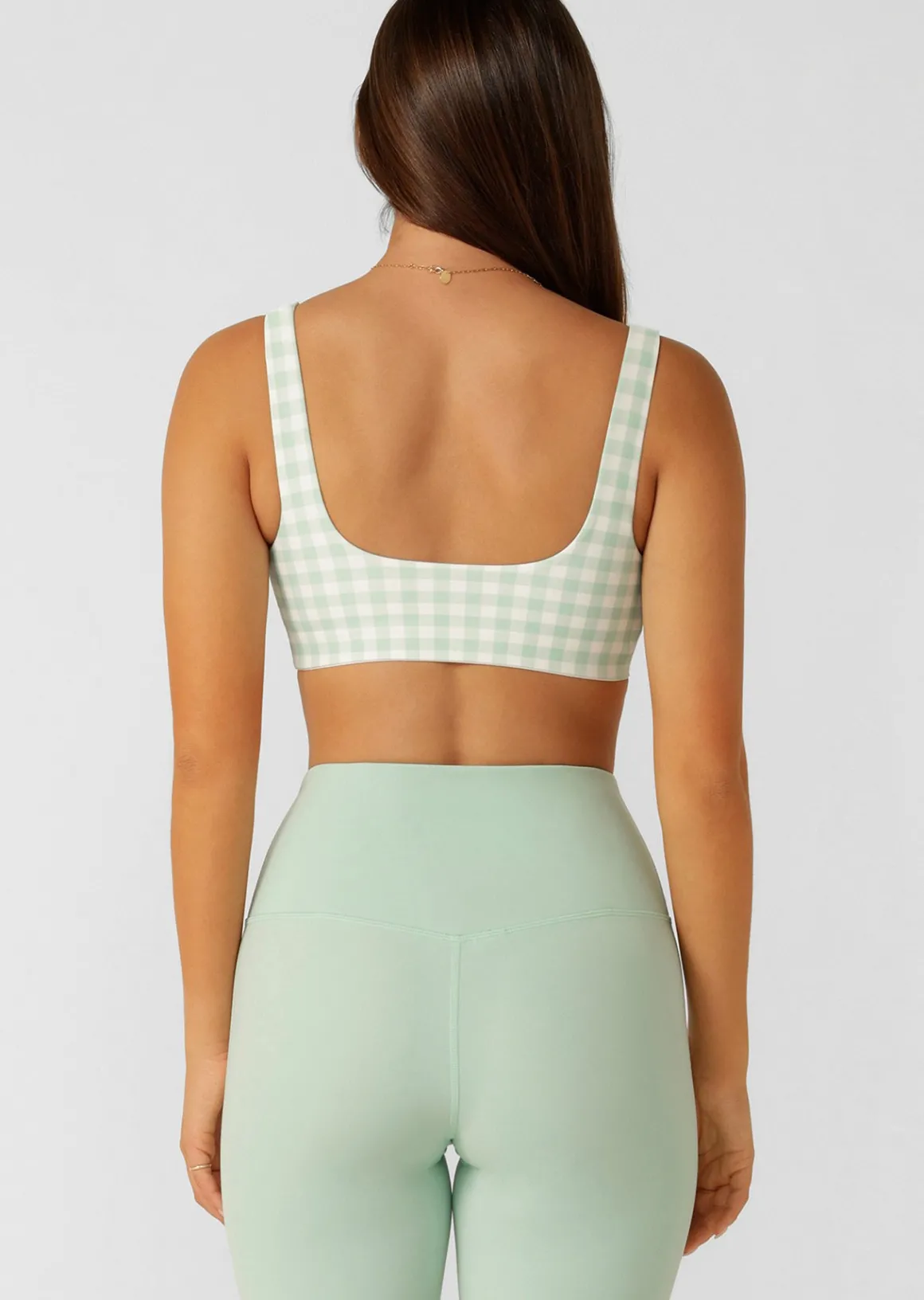 Lorna Jane Sweet Gingham Sports Bra SoftMintRanchGinghamPrint Discount