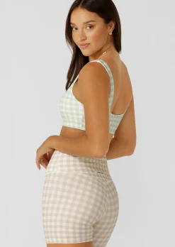 Lorna Jane Sweet Gingham Sports Bra SoftMintRanchGinghamPrint Discount