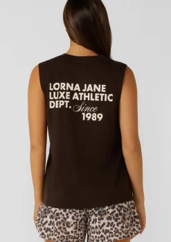 Lorna Jane Track Star Muscle Tank Volcano