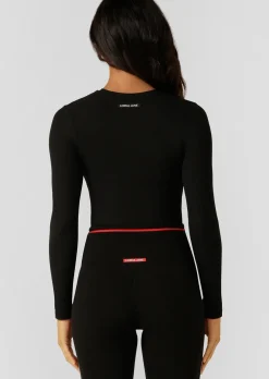 Lorna Jane Ultimate Comfort Long Sleeve Rib Top Black New