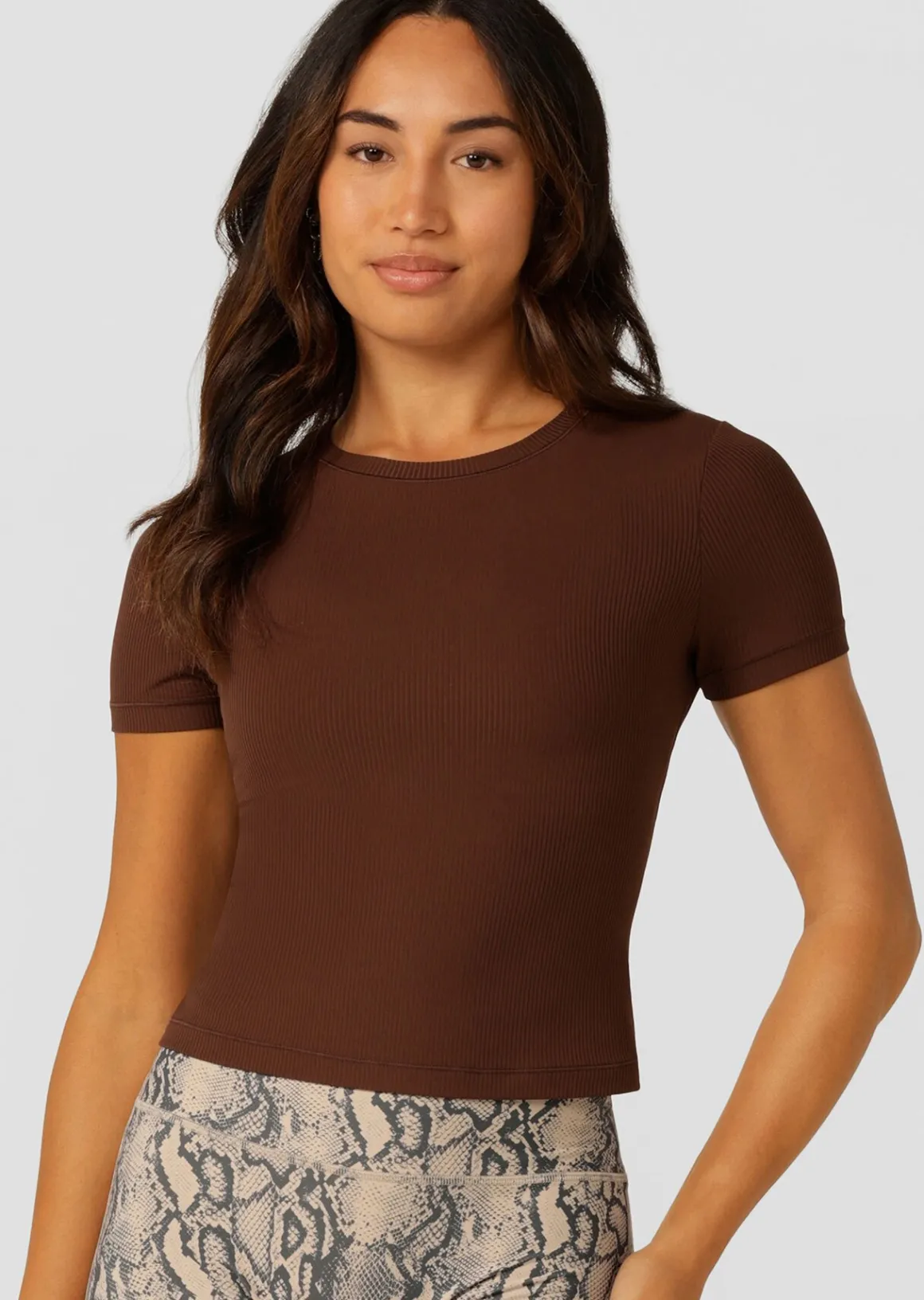 Lorna Jane Ultimate Comfort Rib T-Shirt Espresso Hot