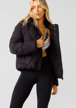 Lorna Jane Winter Warmth Recycled Puffer Jacket MidnightBlue New