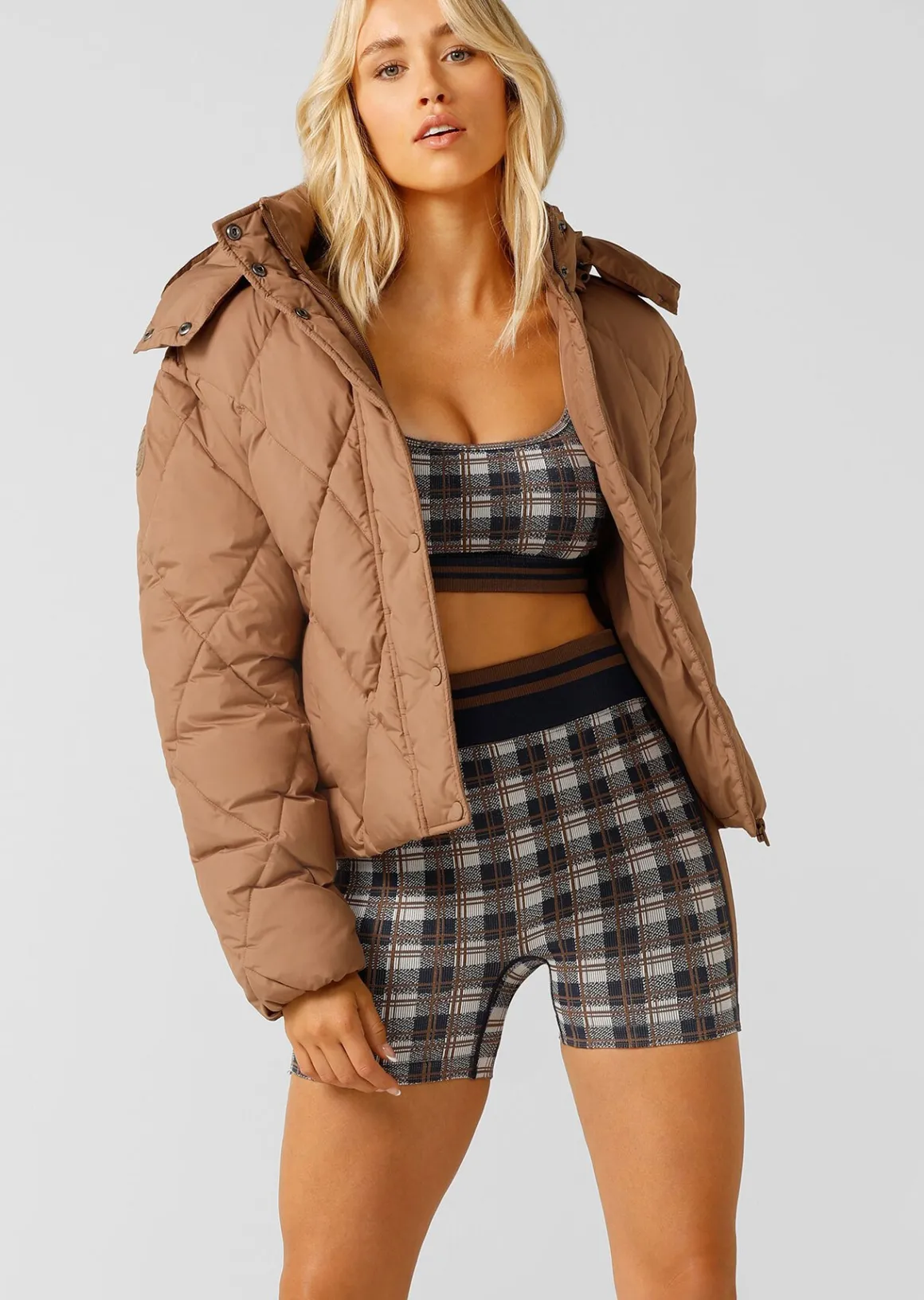 Lorna Jane Winter Warmth Recycled Puffer Jacket Cedar New