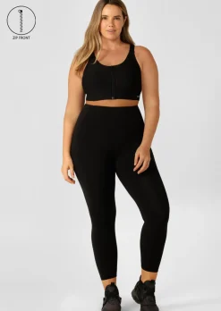 Lorna Jane Zip & Go Sports Bra Black Hot